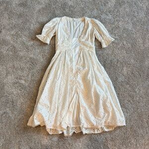 House Of Harlow 1960 White Eyelet Short Sleeve Dress Size s